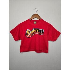 Vintage Crop Top Shirt Seniors Have The Last Word Graphic Womens XS Baby Tee 80s